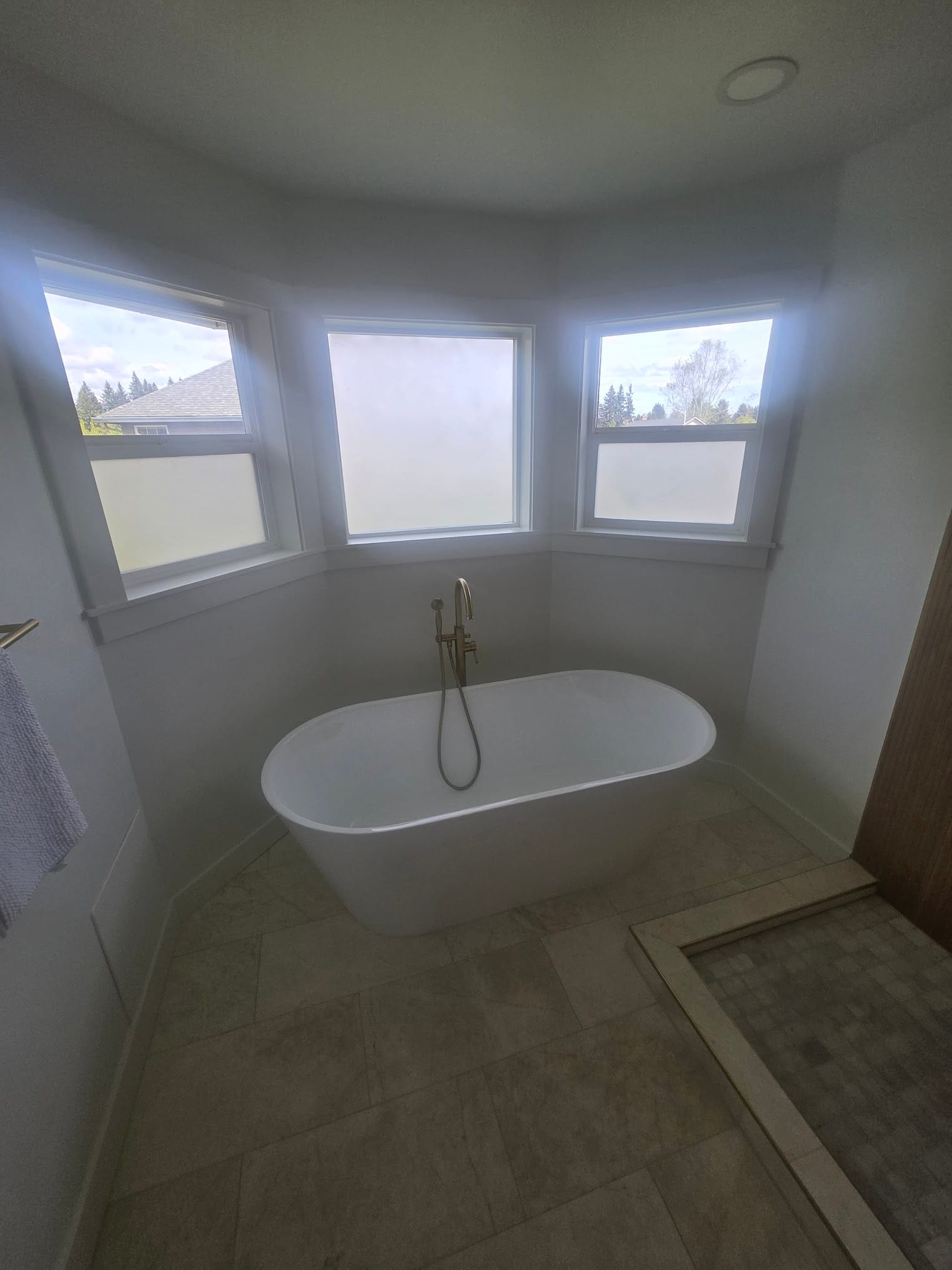 Freestanding tub, bay window