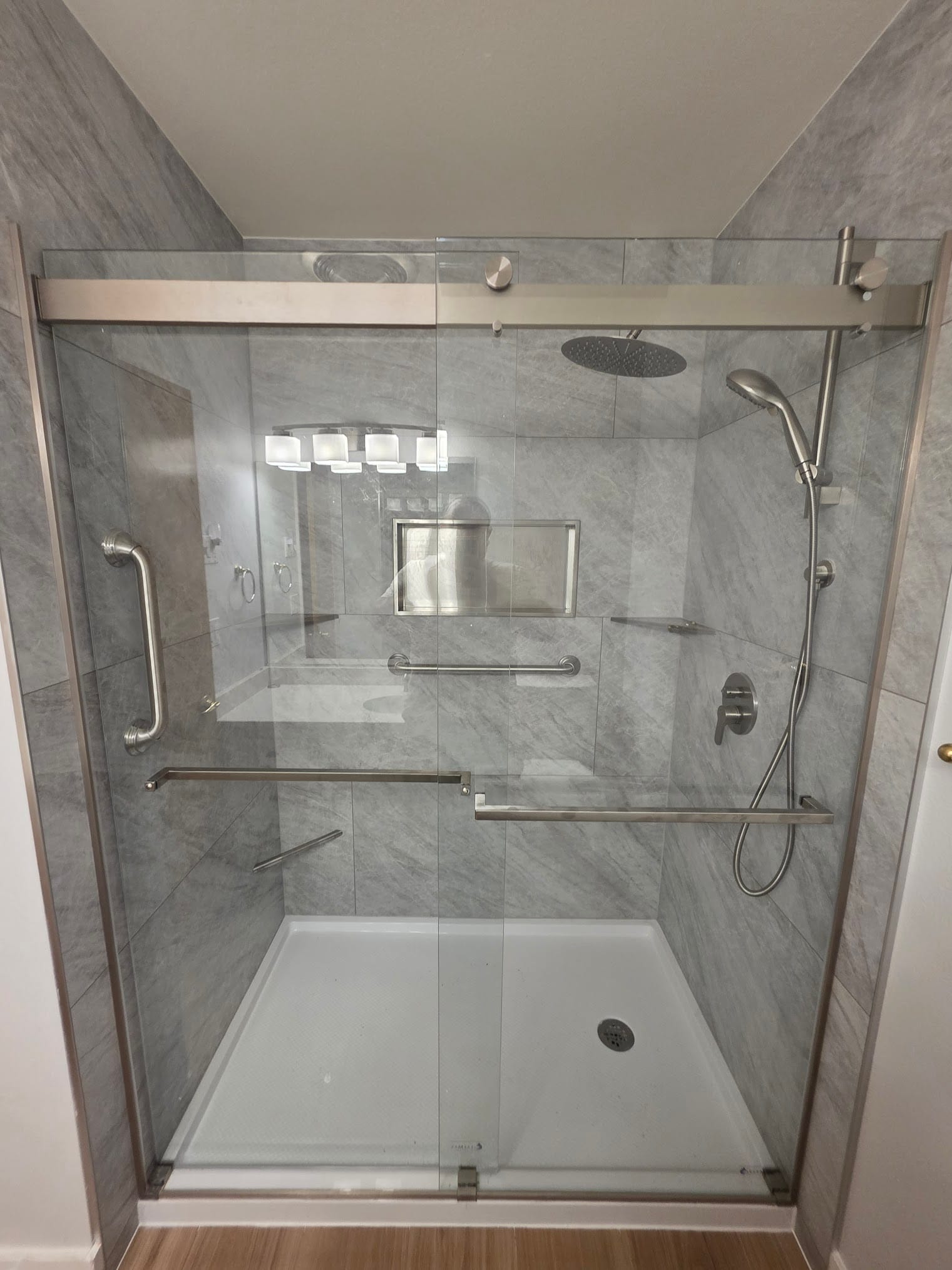 Marble walk-in shower
