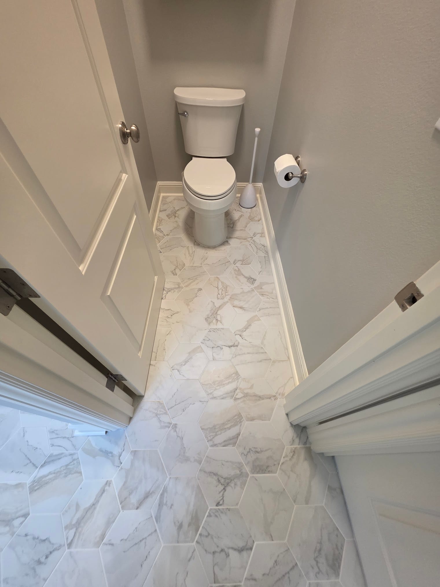 Hexagon marble powder room